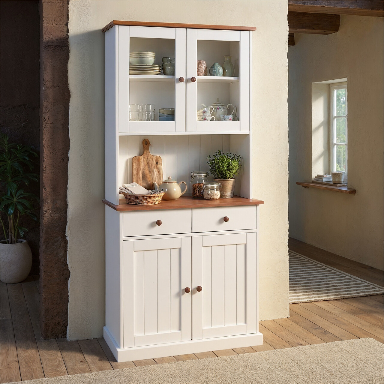 Bufet Westerland 5.2 , Inter Link, 90x45x190 cm, lemn, alb/maro sepia - imagine 6